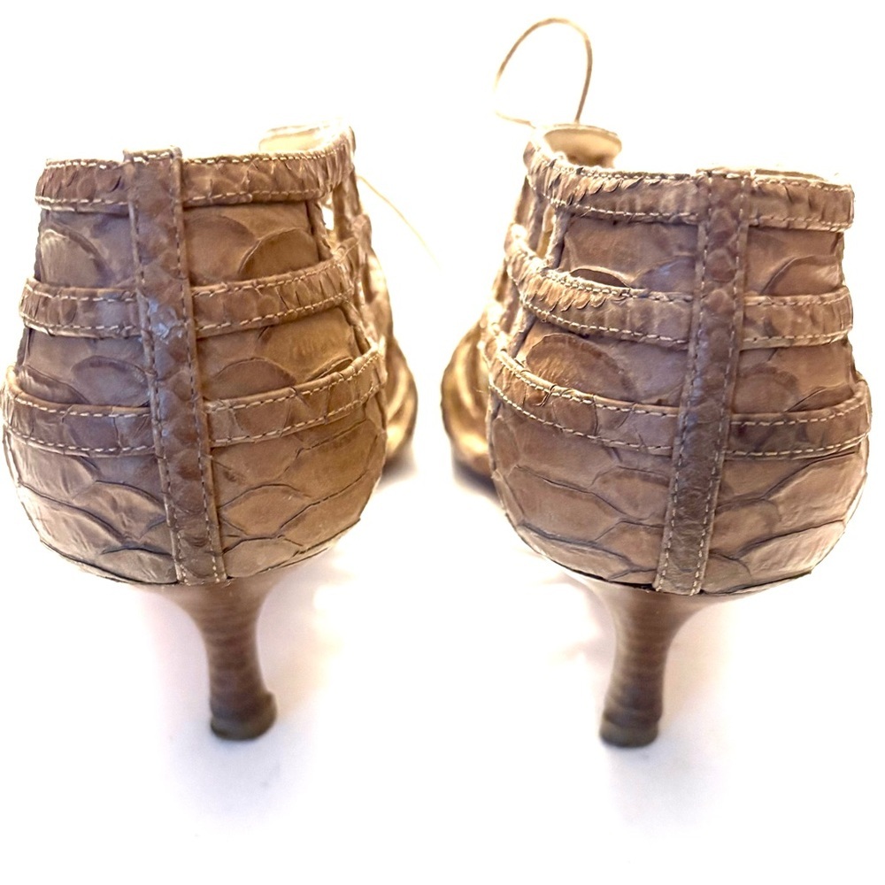 Stuart Weitzman Python Snakeskin Peep Toe Heels, … - image 4